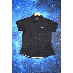 Dixxon Shirt Womens Small Black The Finney Short Sleeve Button Up‎ Casual